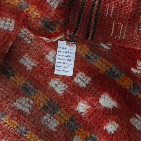 Vintage Boujaad Runner 10.0×3.4 ft – Moroccan Red Wool with Geometric Dotted Pattern
