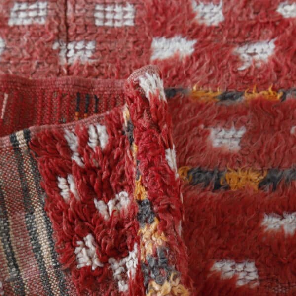 Vintage Boujaad Runner 10.0×3.4 ft – Moroccan Red Wool with Geometric Dotted Pattern
