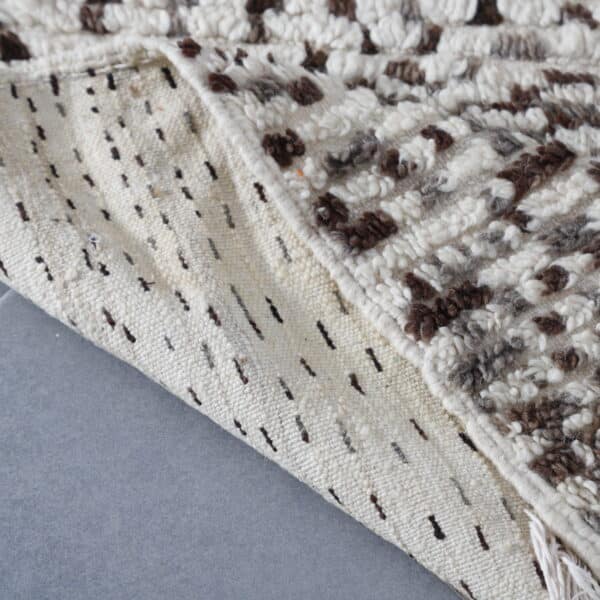 Azilal Rug 7.0×4.6 ft – Moroccan Berber Cream Wool with Brown Geometric Pattern