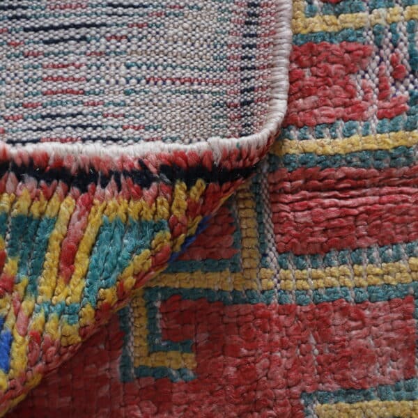 Azilal Rug Red 7.5×5.0 ft – Moroccan Berber Wool with Geometric Borders