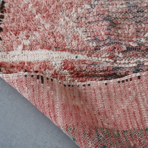 Vintage Boujaad Rug 8.2×3.6 ft – Moroccan Handwoven Wool in Faded Red