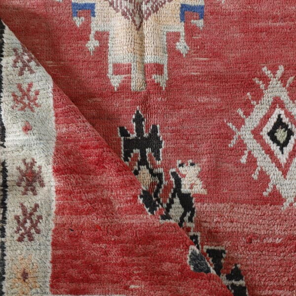 Vintage Moroccan Telouet Rug 7.9×3.8 ft – Hand-Knot Wool, Tribal Red Design