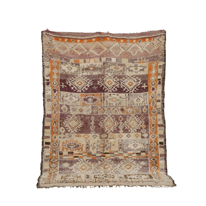 Azou Carpet 7.5×5.2 ft – Vintage Moroccan Wool in Earthy Geometric Design