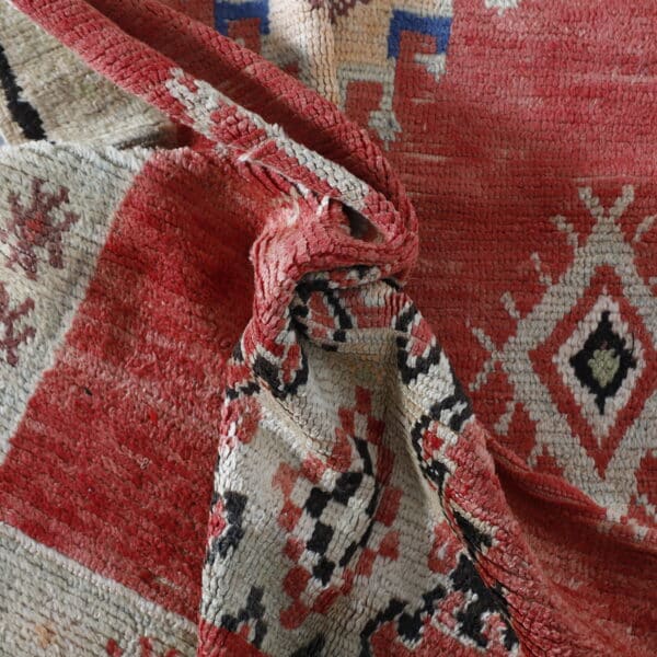 Vintage Moroccan Telouet Rug 7.9×3.8 ft – Hand-Knot Wool, Tribal Red Design