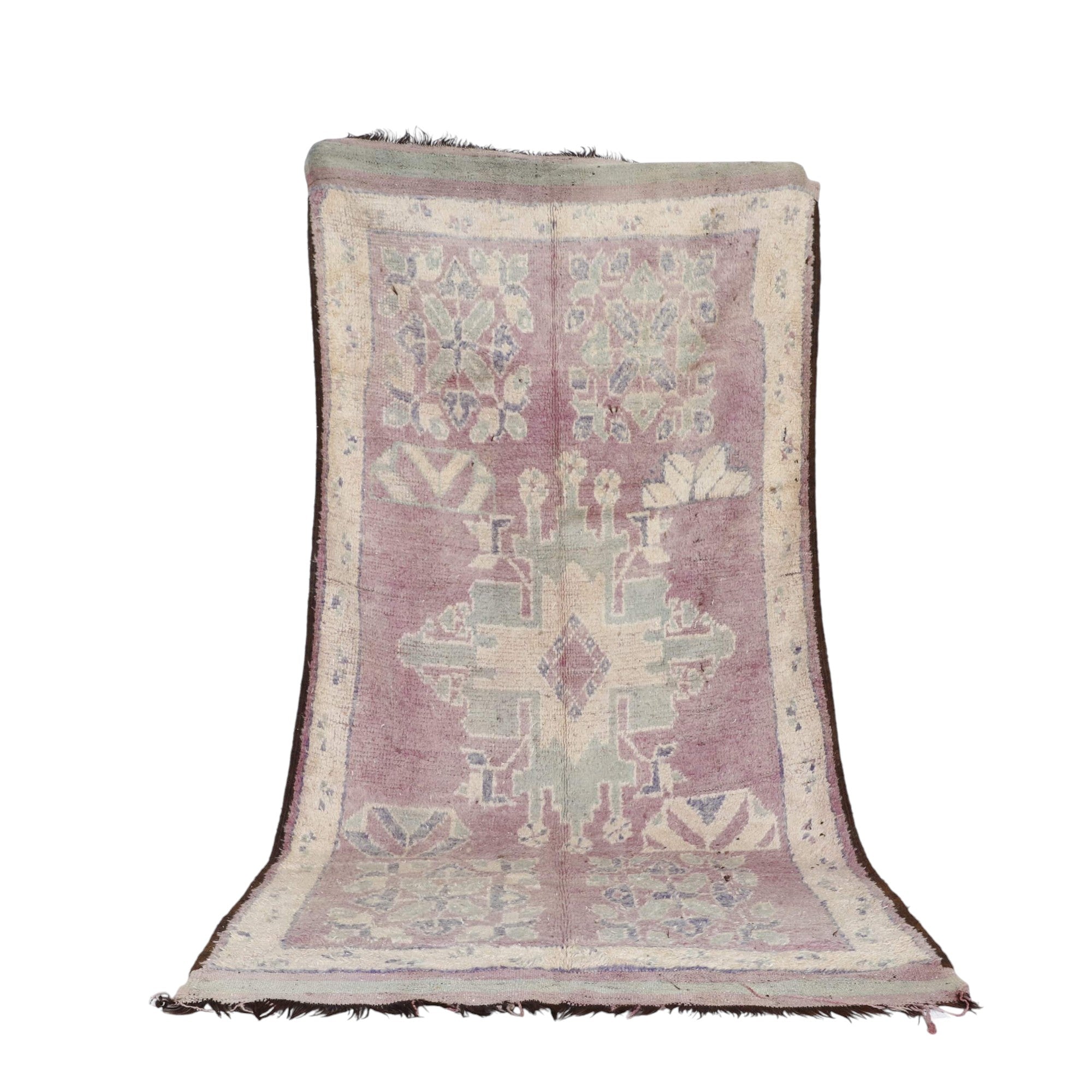 Oulad Bousbaa Rug 10.3×4.9 ft – Vintage Moroccan Wool with Pastel Tribal Motifs