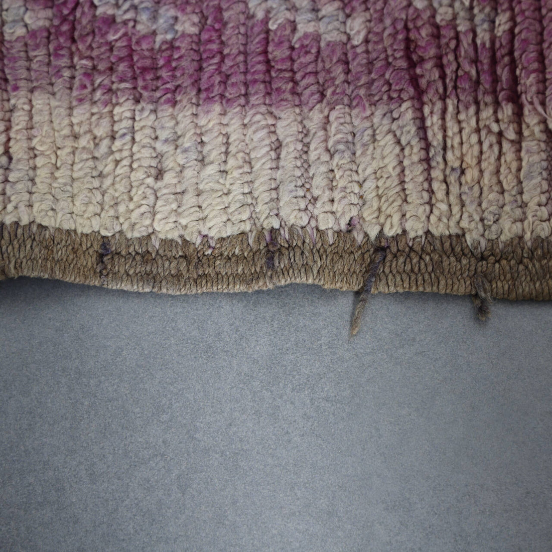 Vintage Boujaad Rug 12.1×4.4 ft – Moroccan Wool in Pink & Blue Geometric Design