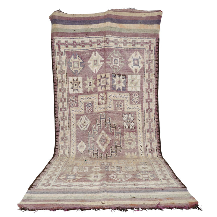 Bousbaa Rug 12.5×5.2 ft – Moroccan Wool in Pastel Lavender & Geometric Patterns