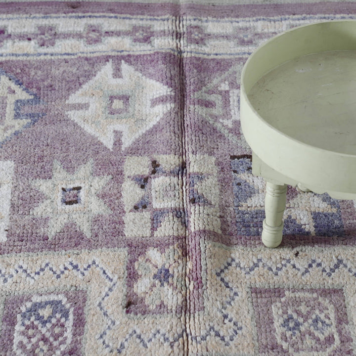 Bousbaa Rug 12.5×5.2 ft – Moroccan Wool in Pastel Lavender & Geometric Patterns