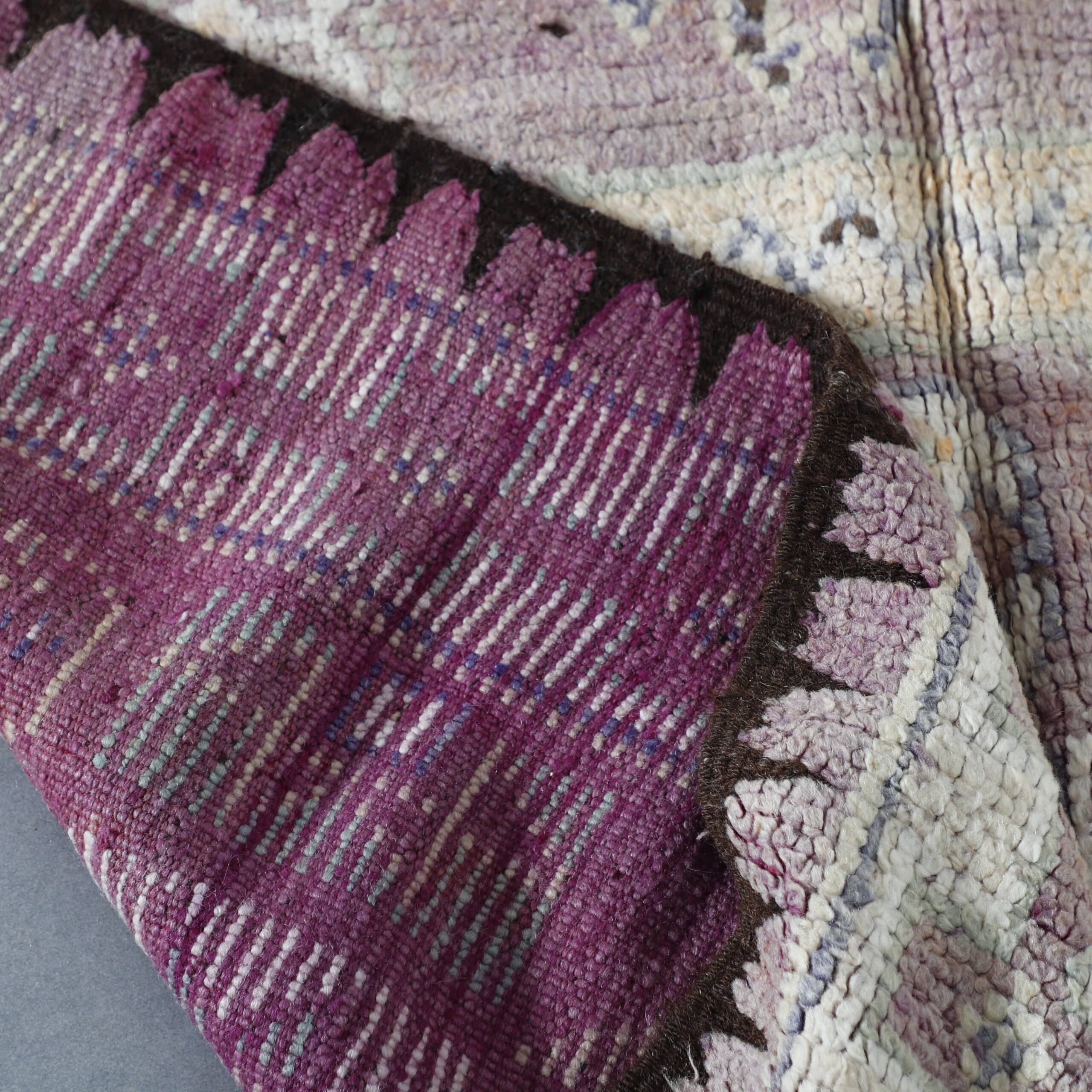 Bousbaa Rug 12.5×5.2 ft – Moroccan Wool in Pastel Lavender & Geometric Patterns