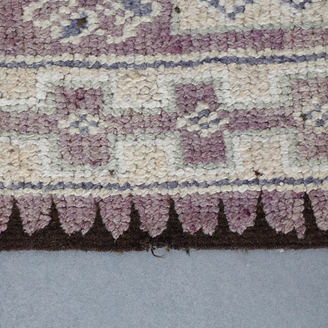 Bousbaa Rug 12.5×5.2 ft – Moroccan Wool in Pastel Lavender & Geometric Patterns