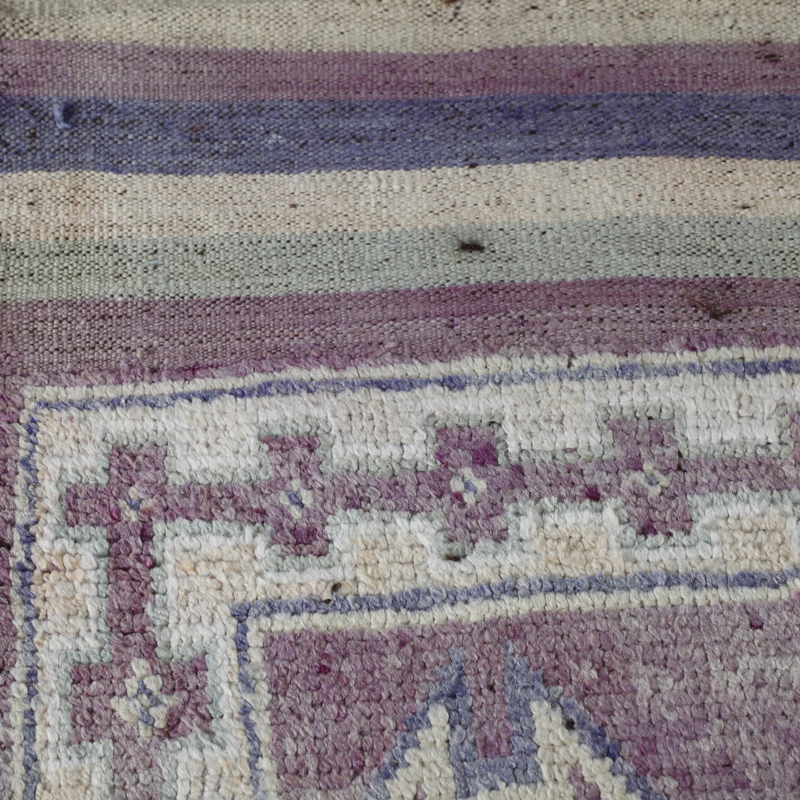 Bousbaa Rug 12.5×5.2 ft – Moroccan Wool in Pastel Lavender & Geometric Patterns