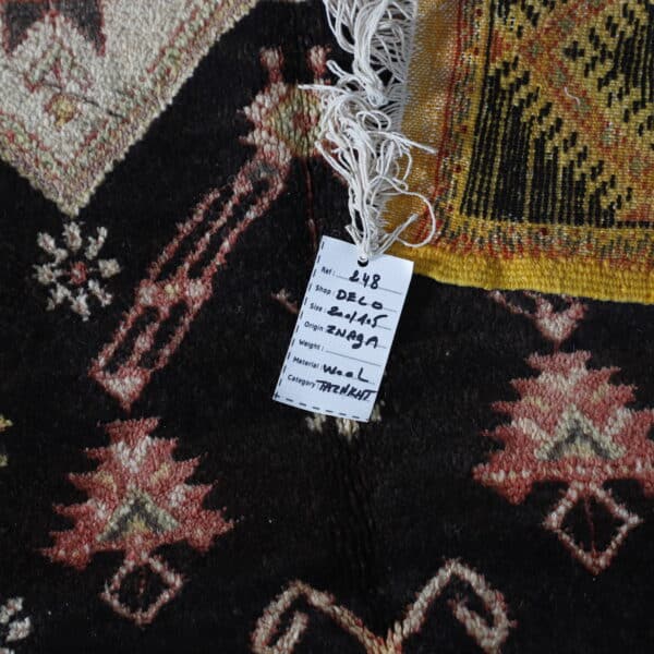 Dark-Tone Moroccan Taznakht Vintage Rug 6.6×3.4 ft – Hand-Knot Wool, Tribal Medallion Design