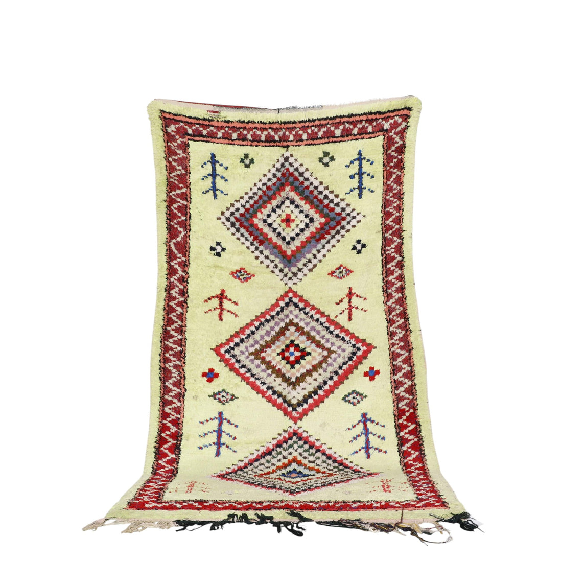 Handmade Boucharouite Rug 8.7×4.6 ft – Eco-Chic Rag Weave, Colorful Tribal Design
