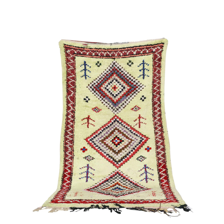 Handmade Boucharouite Rug 8.7×4.6 ft – Eco-Chic Rag Weave, Colorful Tribal Design