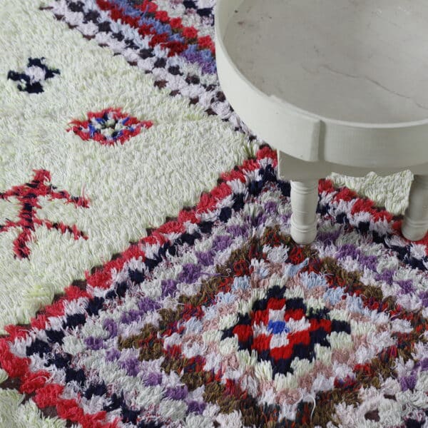 Handmade Boucharouite Rug 8.7×4.6 ft – Eco-Chic Rag Weave, Colorful Tribal Design