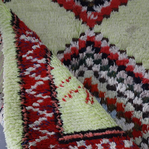 Handmade Boucharouite Rug 8.7×4.6 ft – Eco-Chic Rag Weave, Colorful Tribal Design