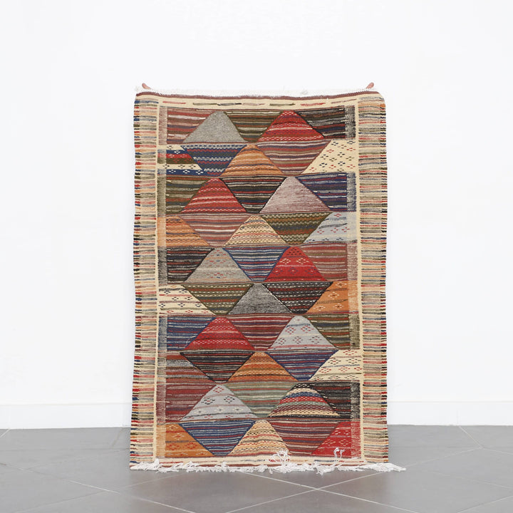 Kilim Rug Picasso 4.9×3.3 Ft – Handmade Moroccan Wool