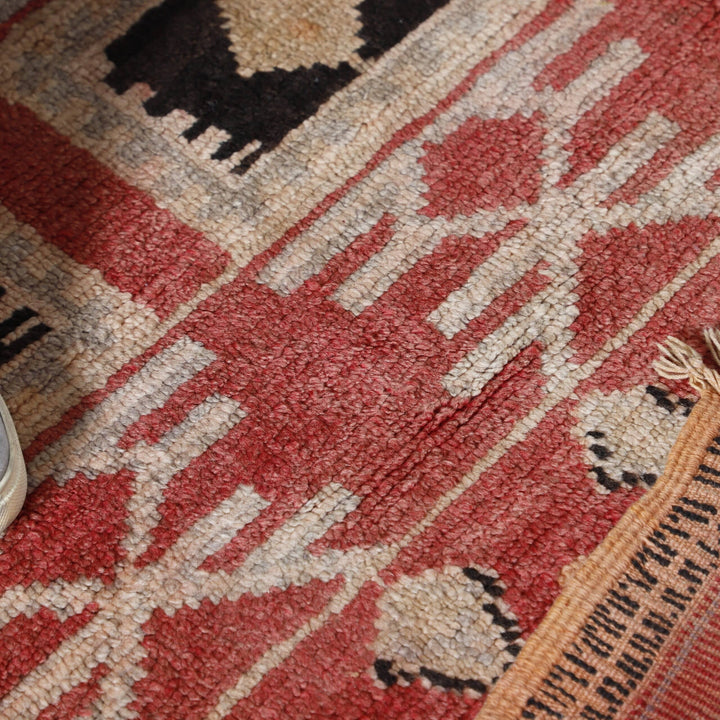Square Boujaad Rug 5.2×4.5 Ft – Vintage Moroccan Handwoven Carpet
