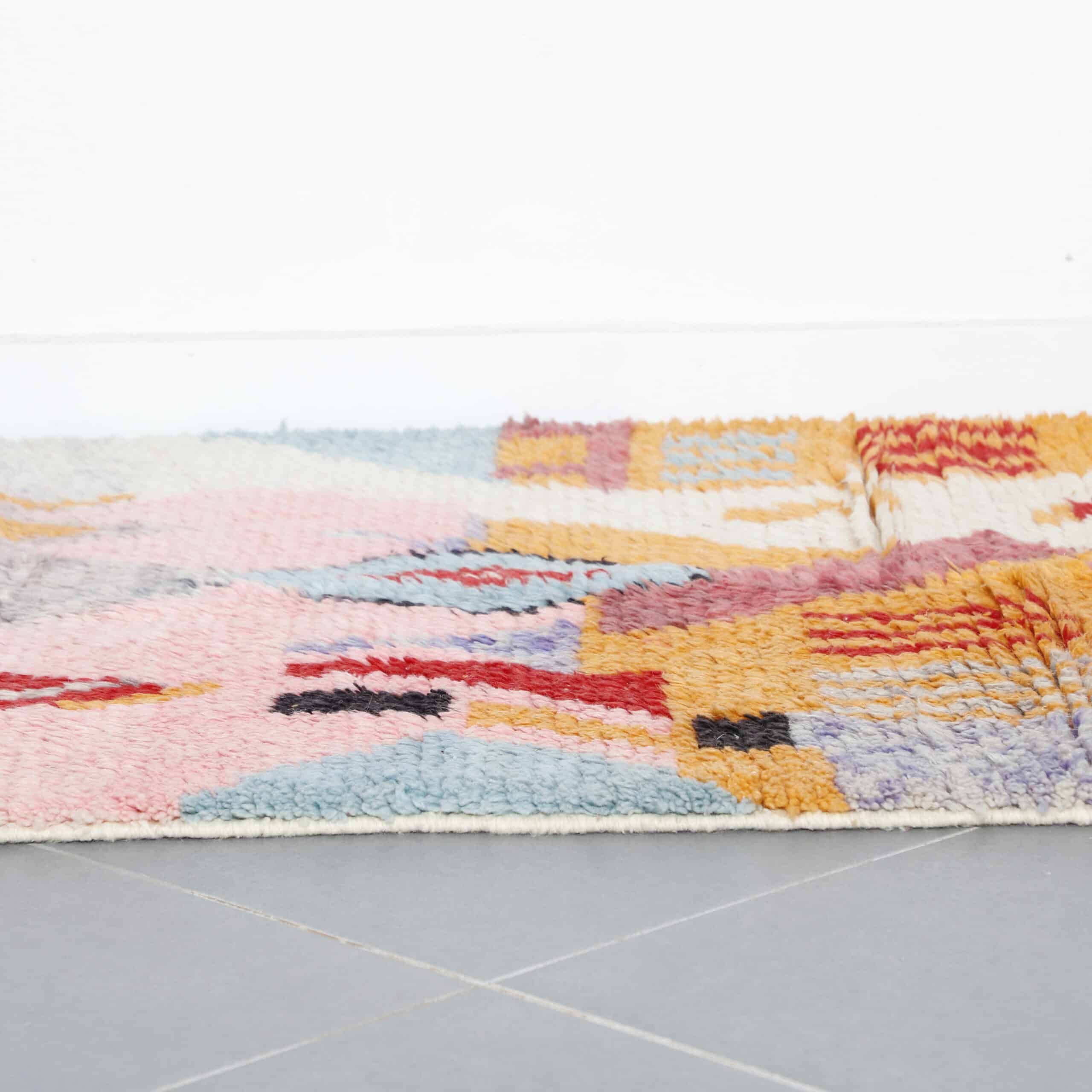 Boujaad Rug Handmade Moroccan Wool Carpet with Abstract Colorful Design