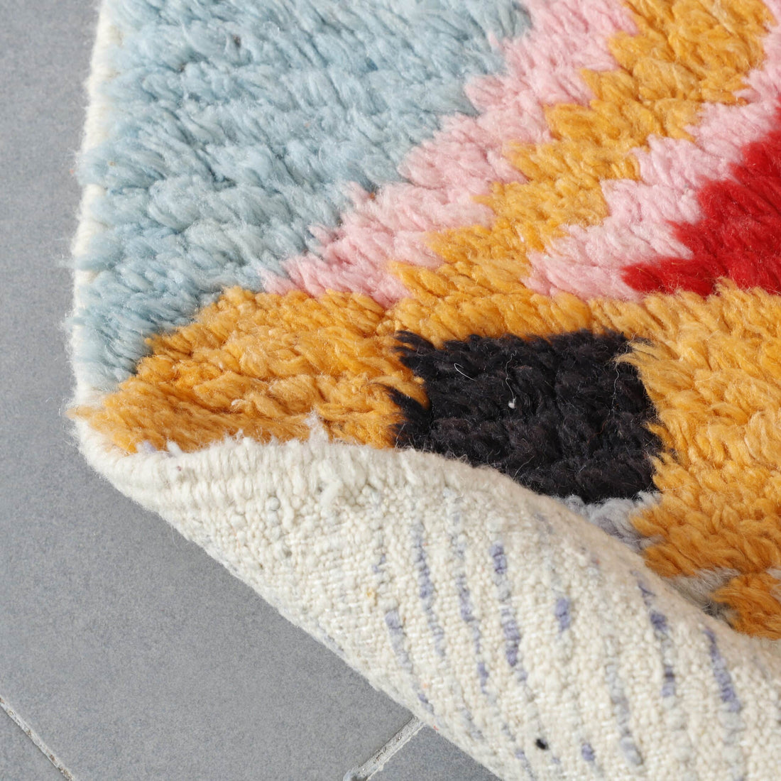 Boujaad Rug Moroccan Wool Carpet with Abstract Colorful Design