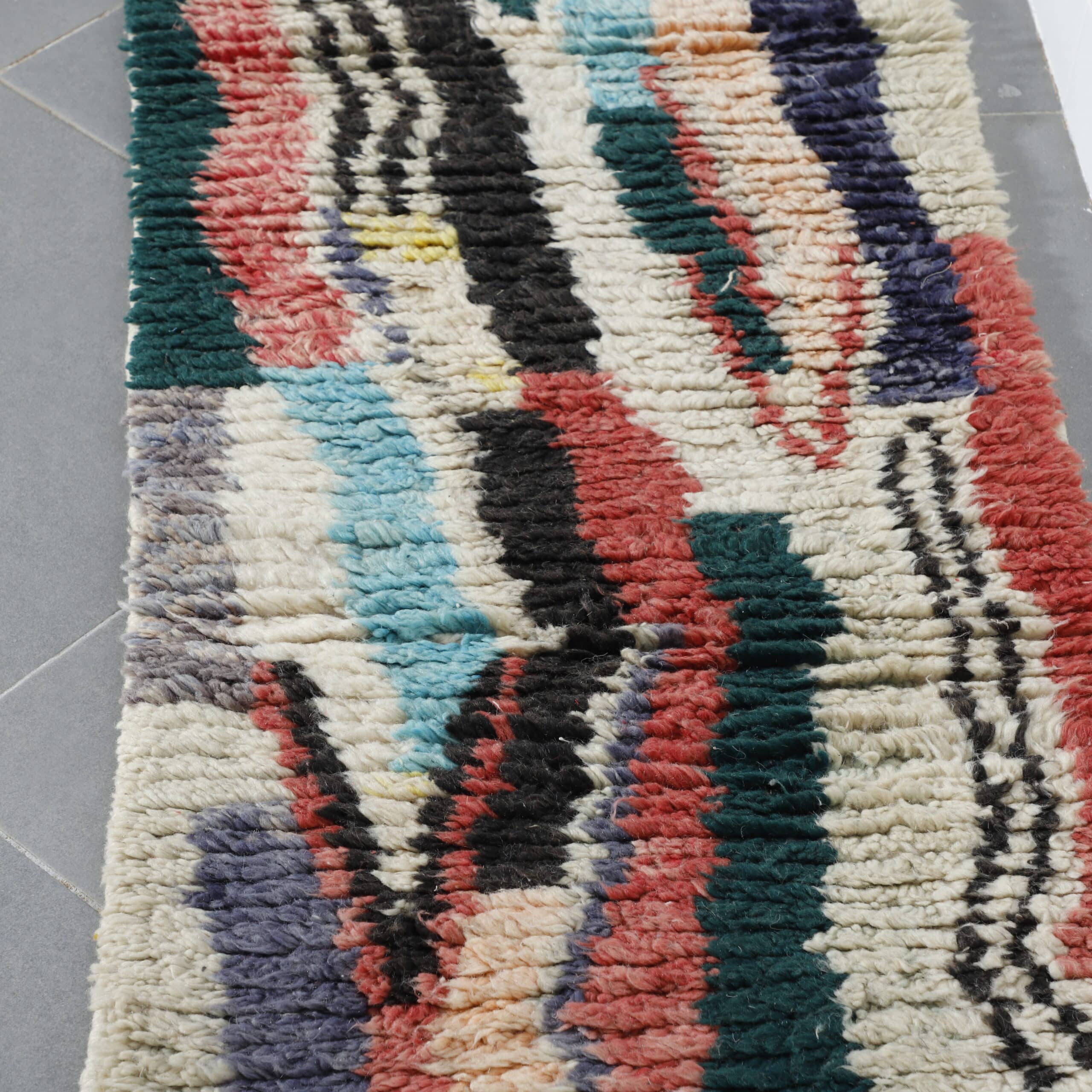 Boujaad Runner Moroccan Wool Rug with Colorful Abstract Patterns