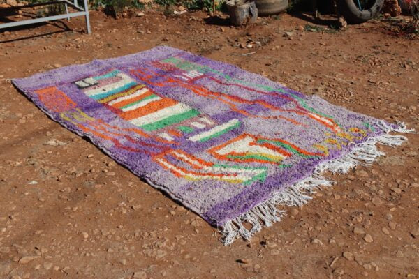 Colorful woven rug with abstract patterns 