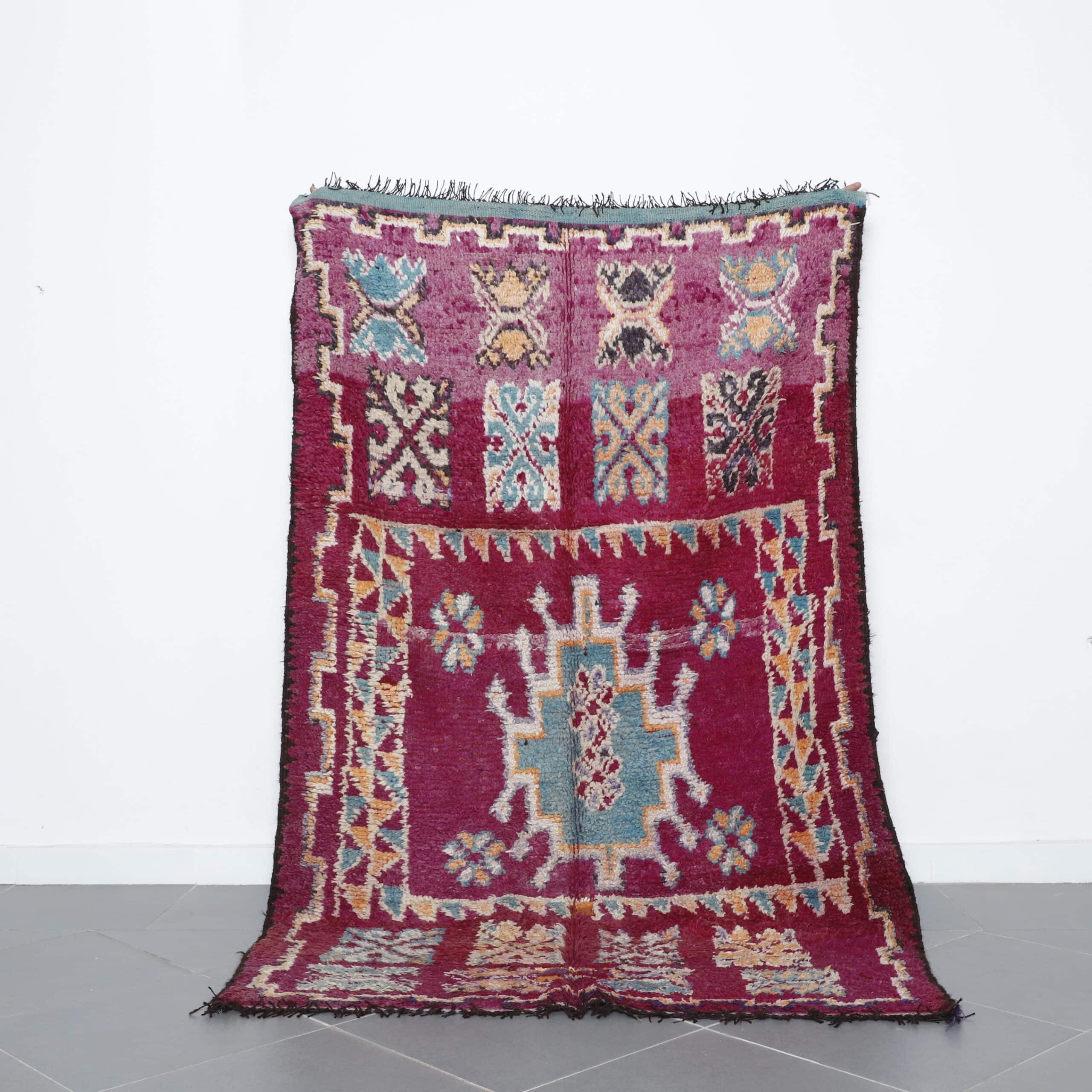 Large Handmade Colorful Moroccan Boujaad Rug 235cm x 146cm – Vibrant Wool Carpet