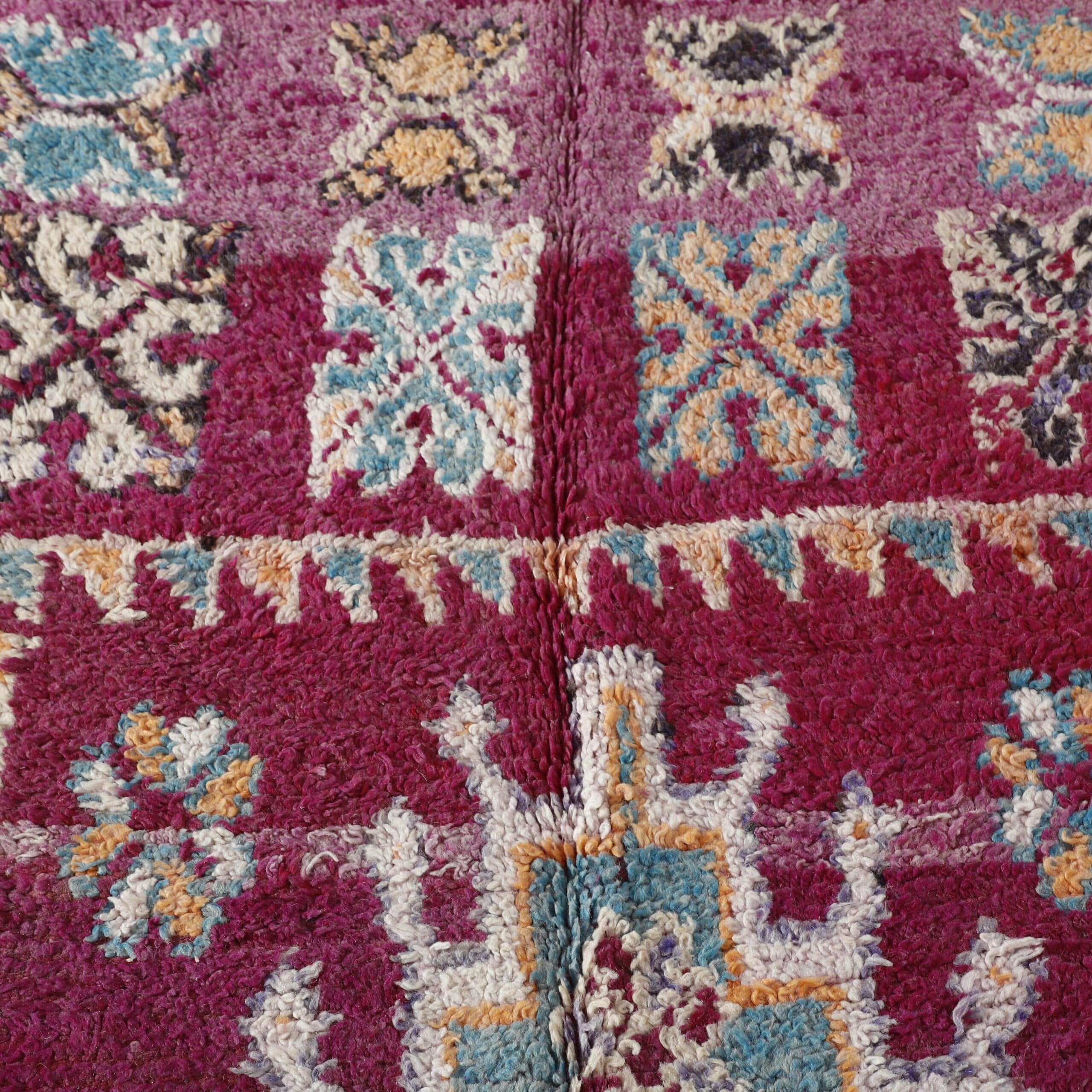 Large Handmade Colorful Moroccan Boujaad Rug 235cm x 146cm – Vibrant Wool Carpet