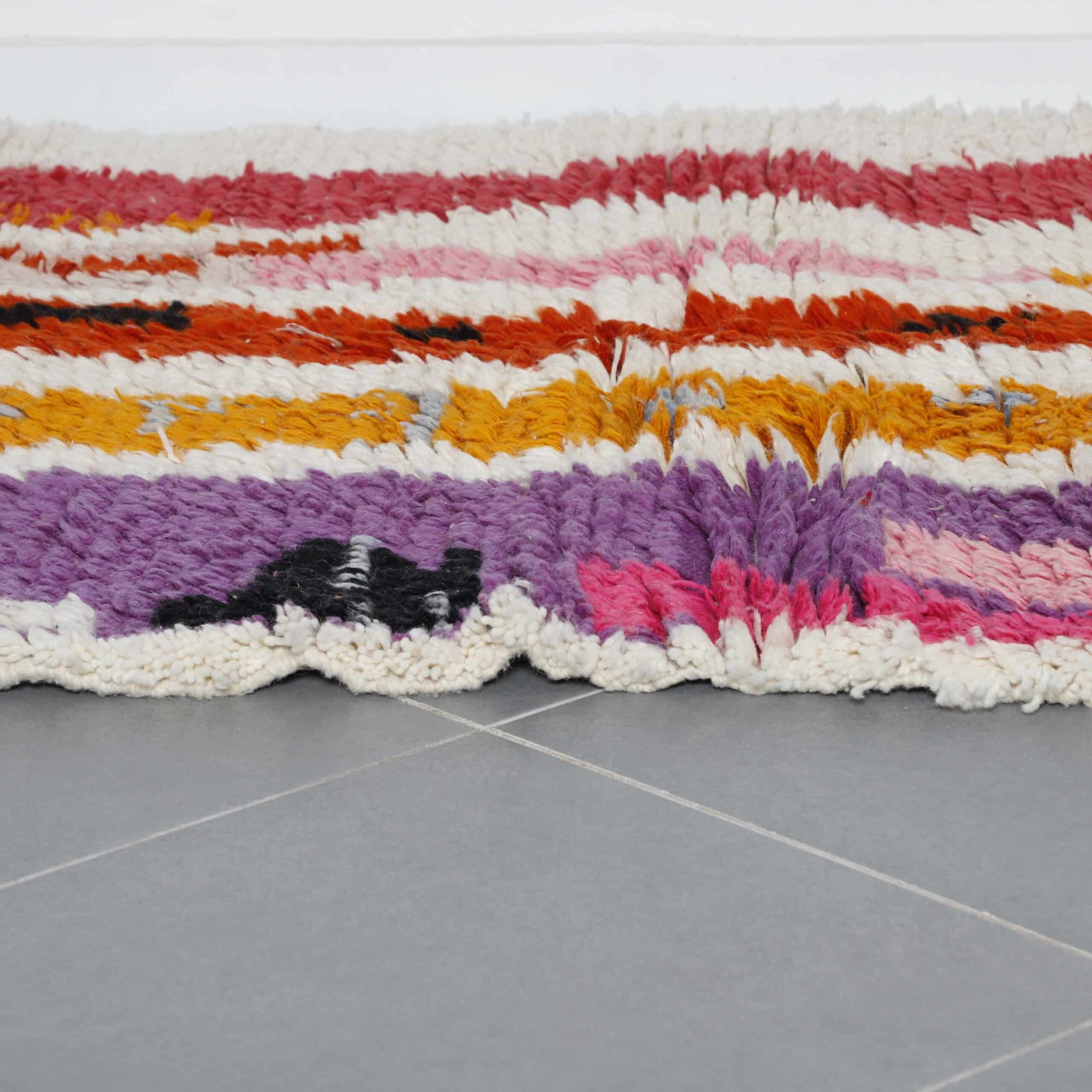 Large Handmade Colorful Moroccan Azilal Rug 220cm x 150cm – Wool Abstract Carpet