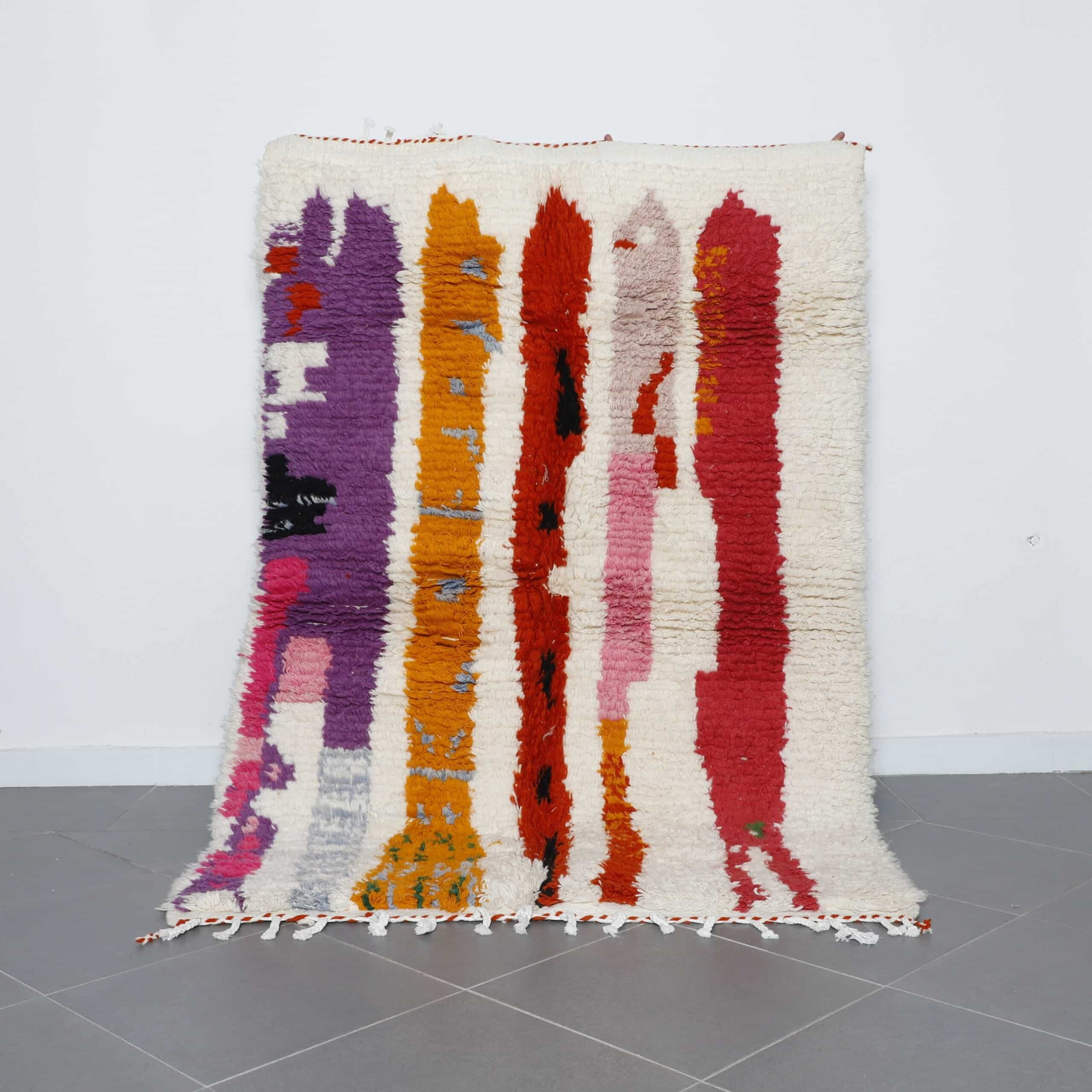Large Handmade Colorful Moroccan Azilal Rug 220cm x 150cm – Wool Abstract Carpet