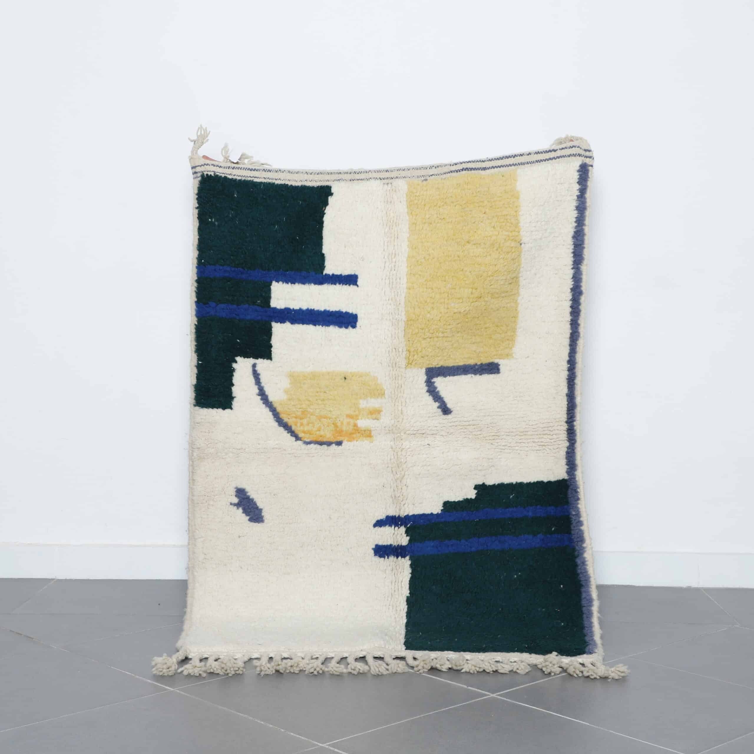 Handmade Modern Moroccan Berber Rug 154cm x 110cm – Abstract Wool Area Rug