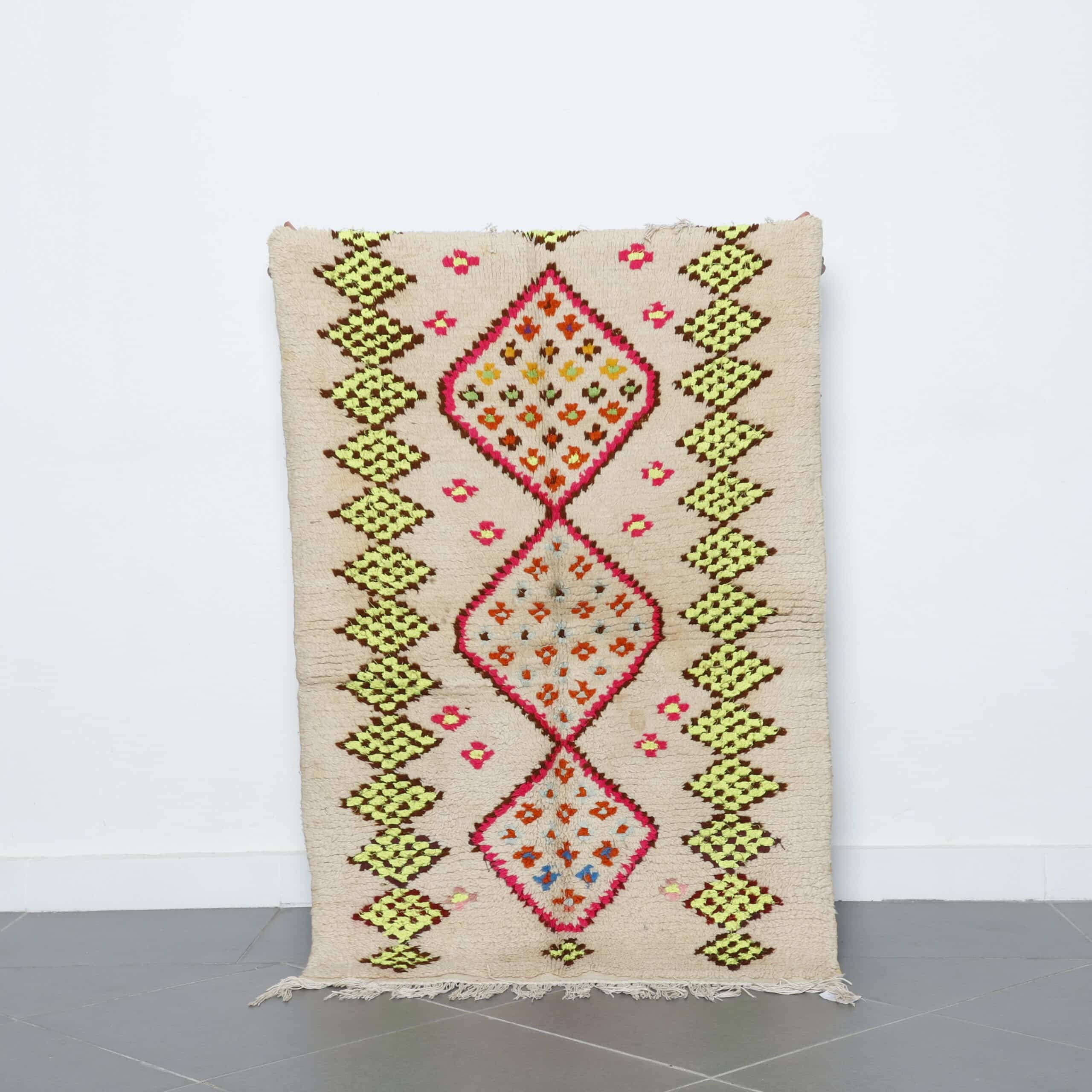 Handmade Colorful Moroccan Azilal Rug 175cm x 122cm – Bright Wool Berber Carpet