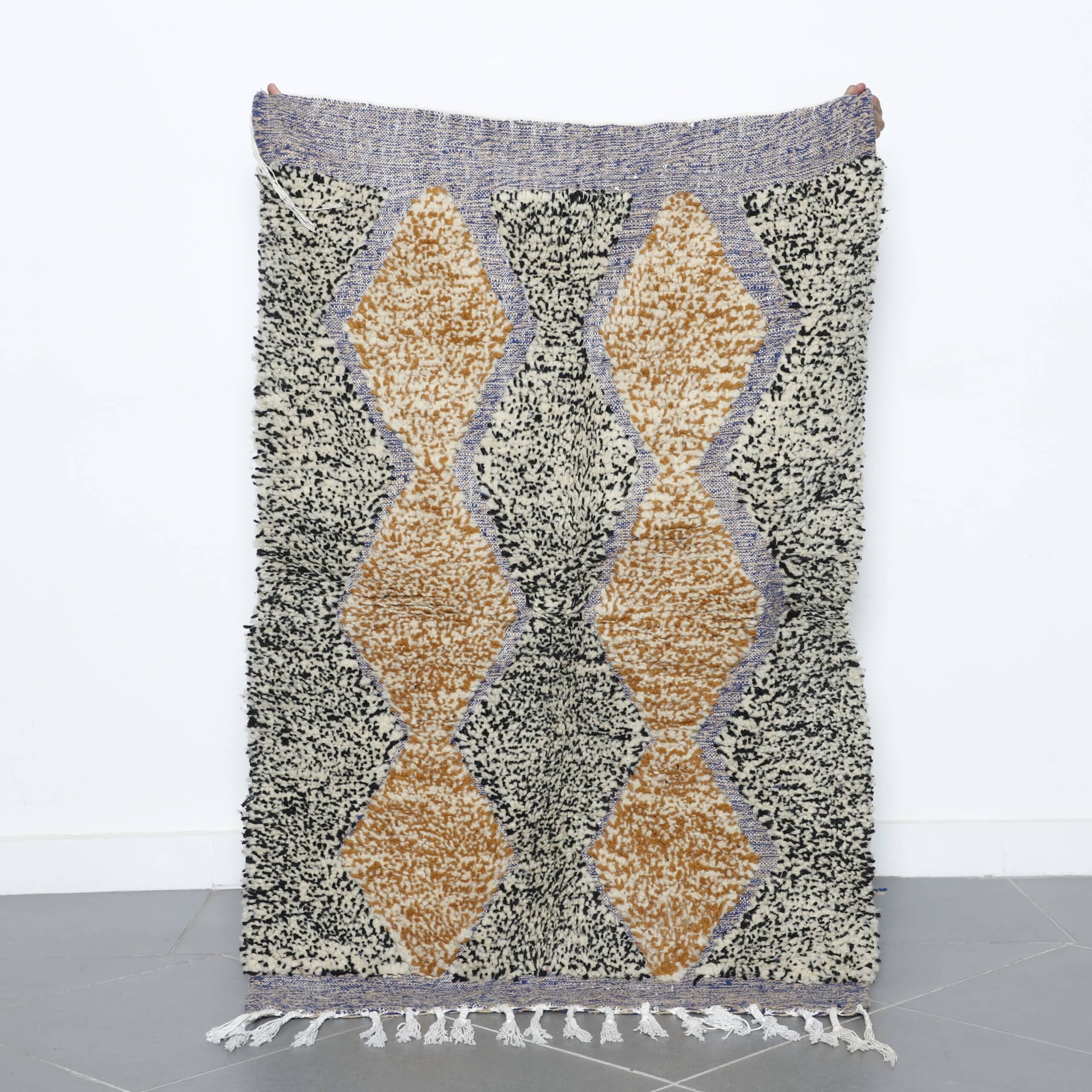 Handmade Moroccan Beni Ouarain Rug 152cm x 101cm – Brown Wool Berber Carpet
