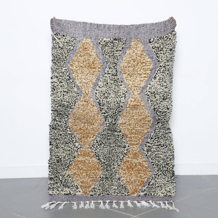 Handmade Moroccan Beni Ouarain Rug 152cm x 101cm – Brown Wool Berber Carpet