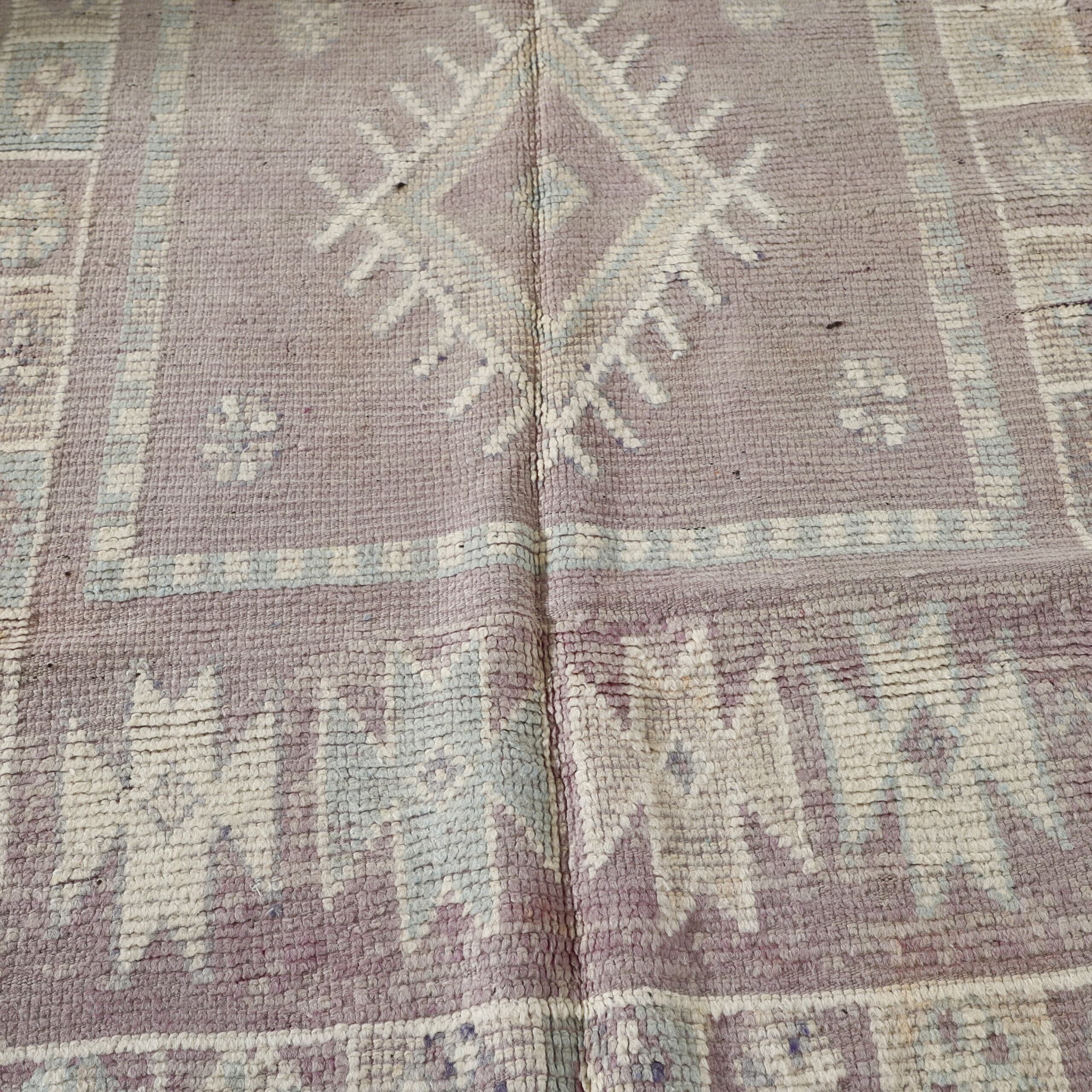 Vintage Moroccan Berber Rug 240cm x 120cm – Soft Pastel Wool Carpet
