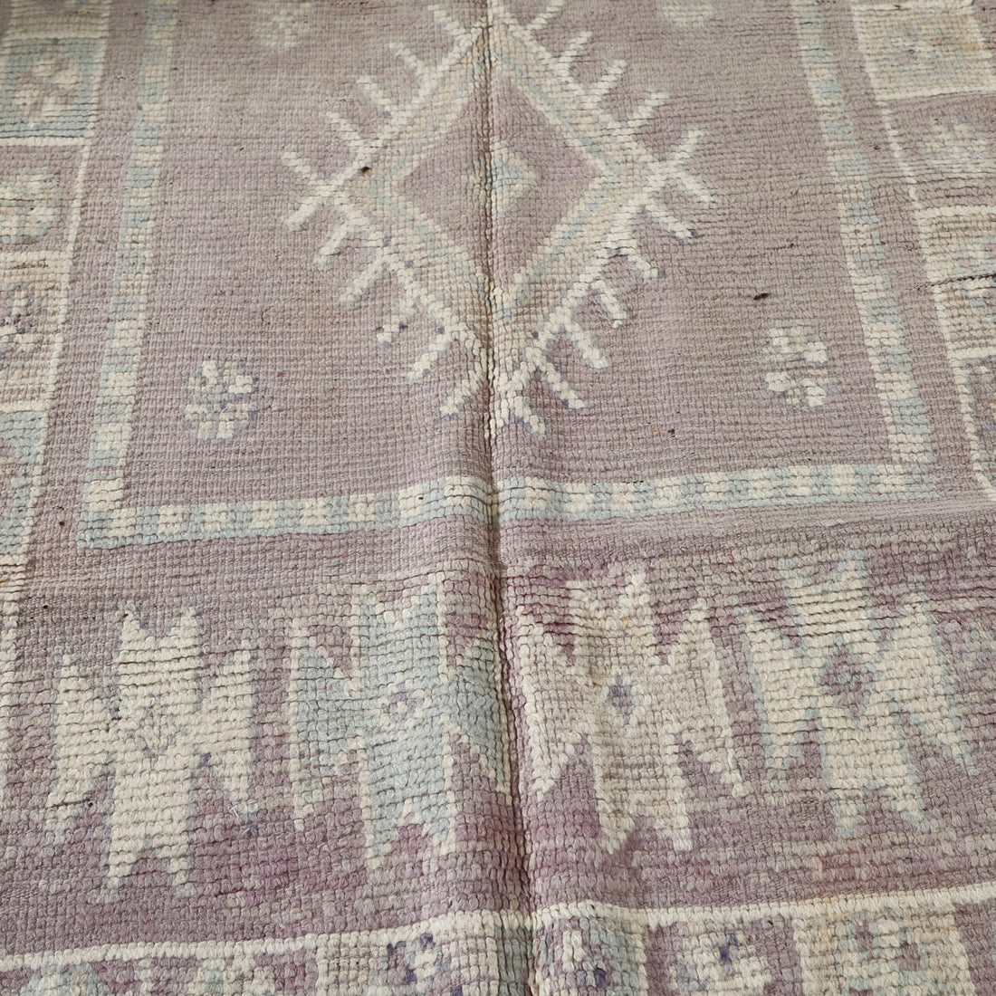 Vintage Moroccan Berber Rug 240cm x 120cm – Soft Pastel Wool Carpet