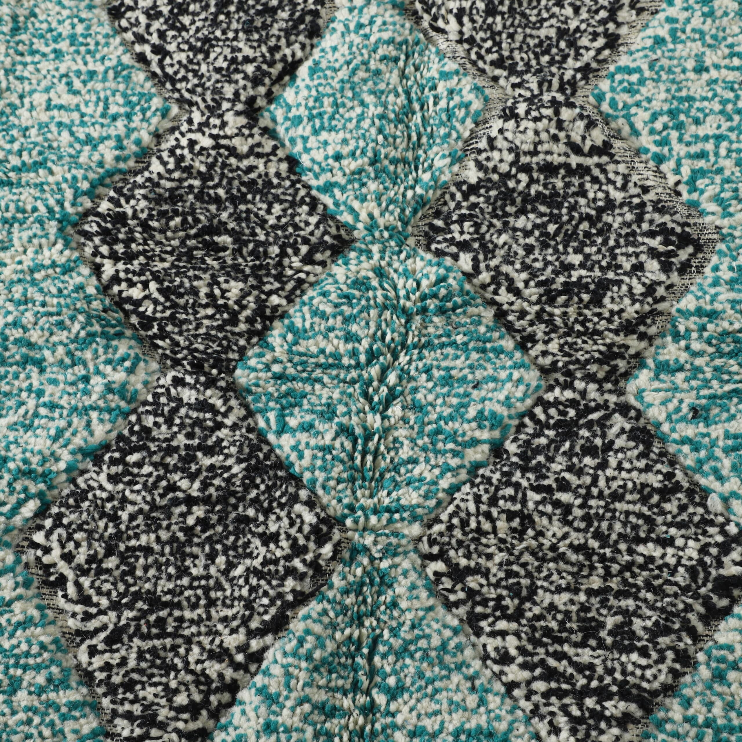 Handmade Moroccan Beni Ouarain Rug 143cm x 99cm – Turquoise Wool Berber Carpet