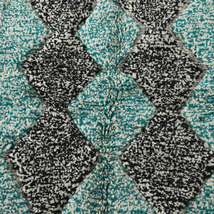 Handmade Moroccan Beni Ouarain Rug 143cm x 99cm – Turquoise Wool Berber Carpet
