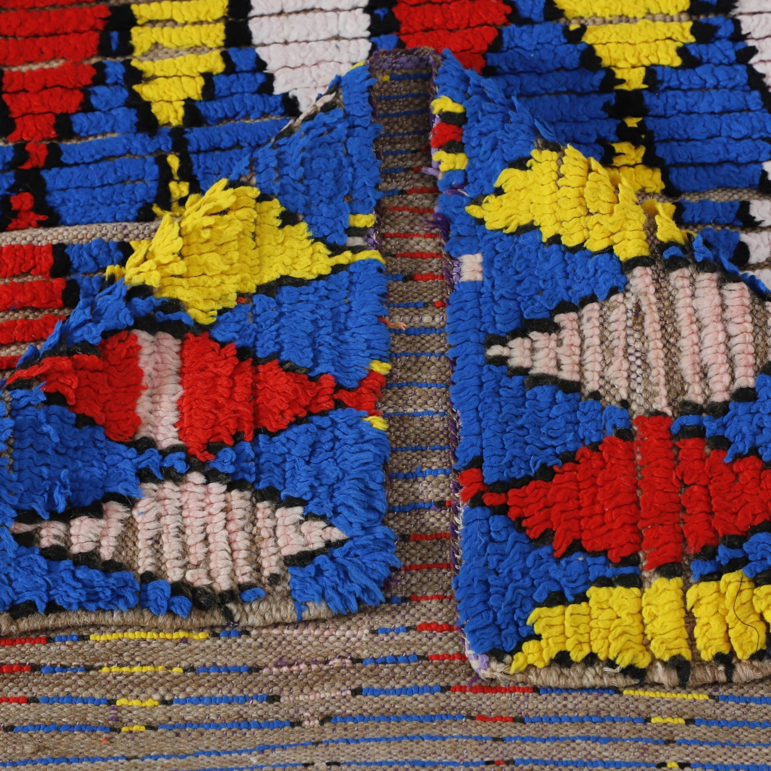 Colorful Moroccan Boucherouite Shag Rug – Handmade Recycled Fabric Carpet