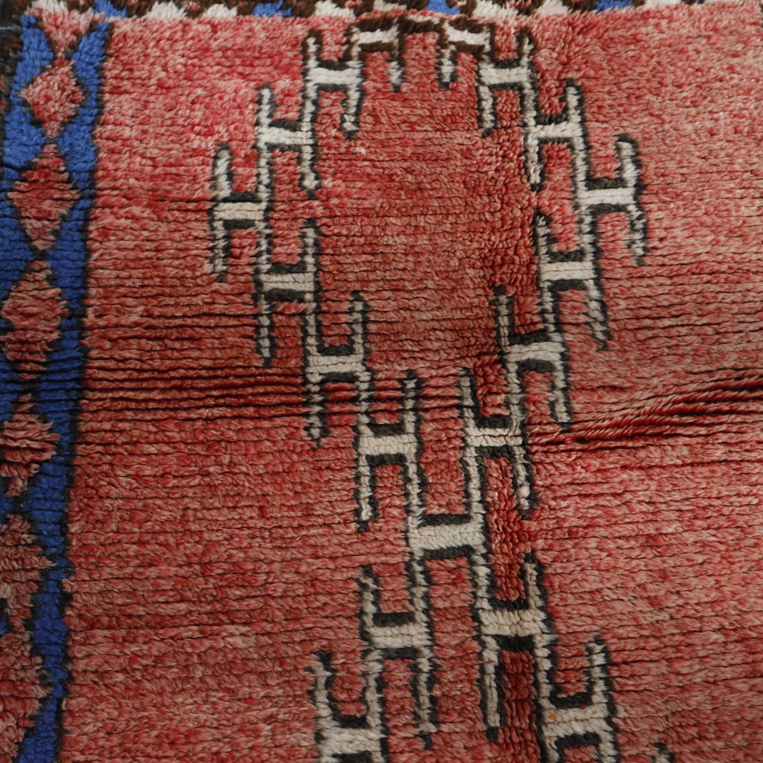 Handmade Red Moroccan Berber Rug 162cm x 88cm – Wool Tribal Carpet