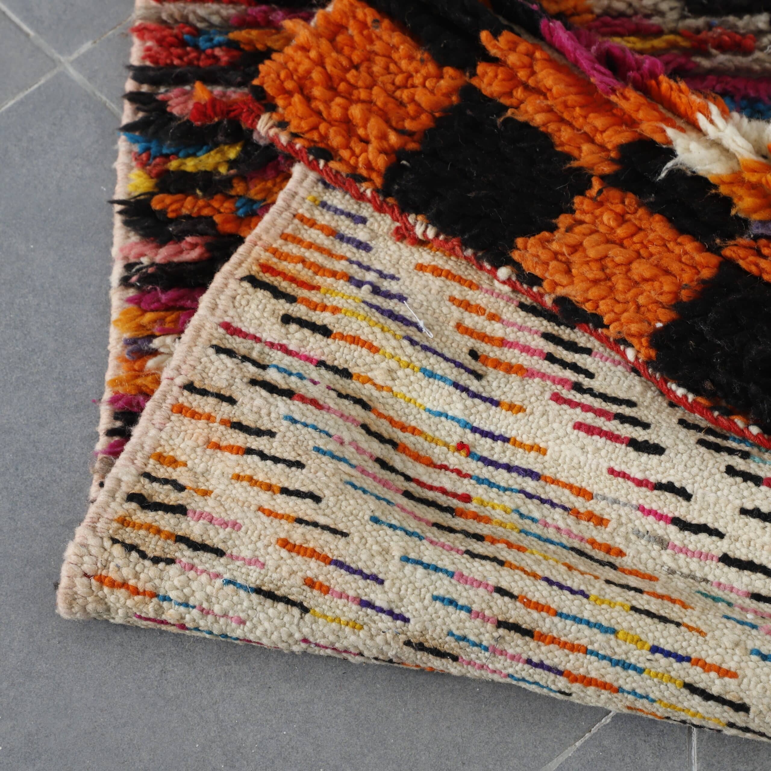 Handmade Colorful Moroccan Azilal Runner Rug 170cm x 48cm – Vibrant Wool Hallway Carpet