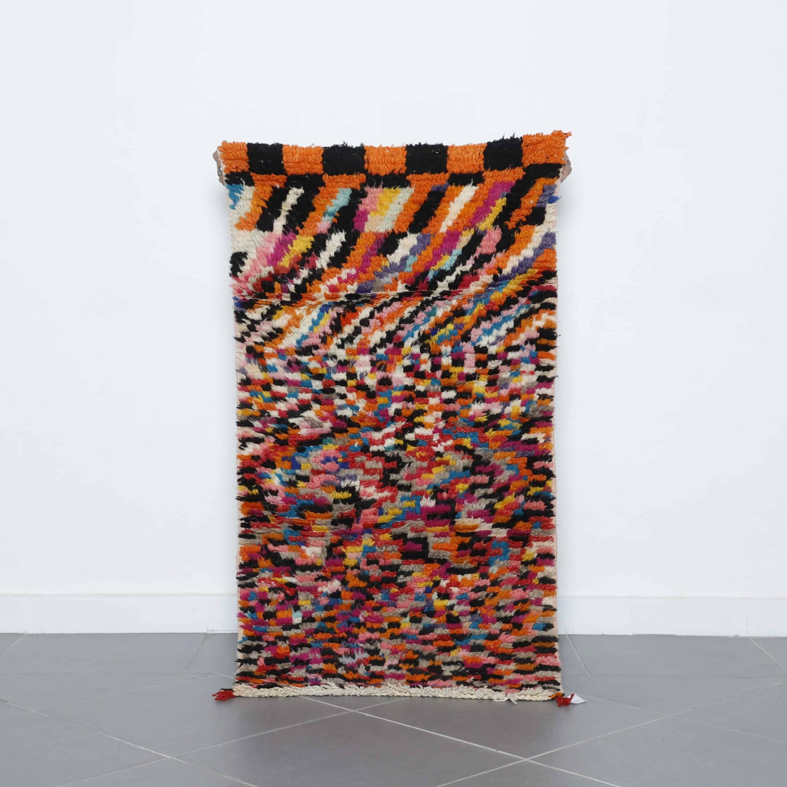 Handmade Colorful Moroccan Azilal Runner Rug 170cm x 48cm – Vibrant Wool Hallway Carpet