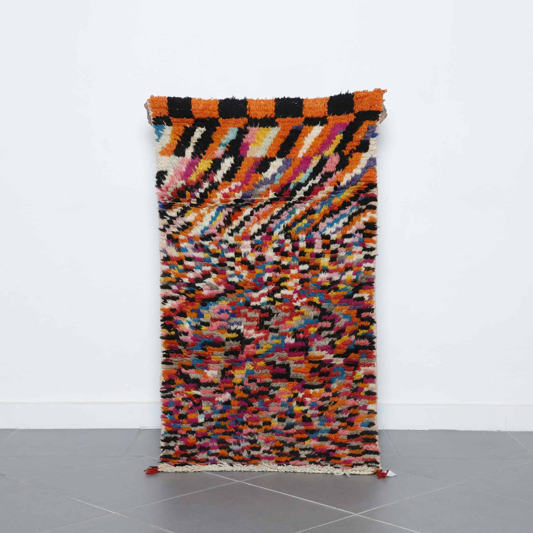 Handmade Colorful Moroccan Azilal Runner Rug 170cm x 48cm – Vibrant Wool Hallway Carpet