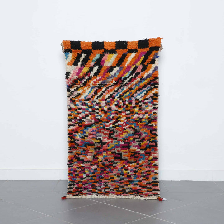 Handmade Colorful Moroccan Azilal Runner Rug 170cm x 48cm – Vibrant Wool Hallway Carpet