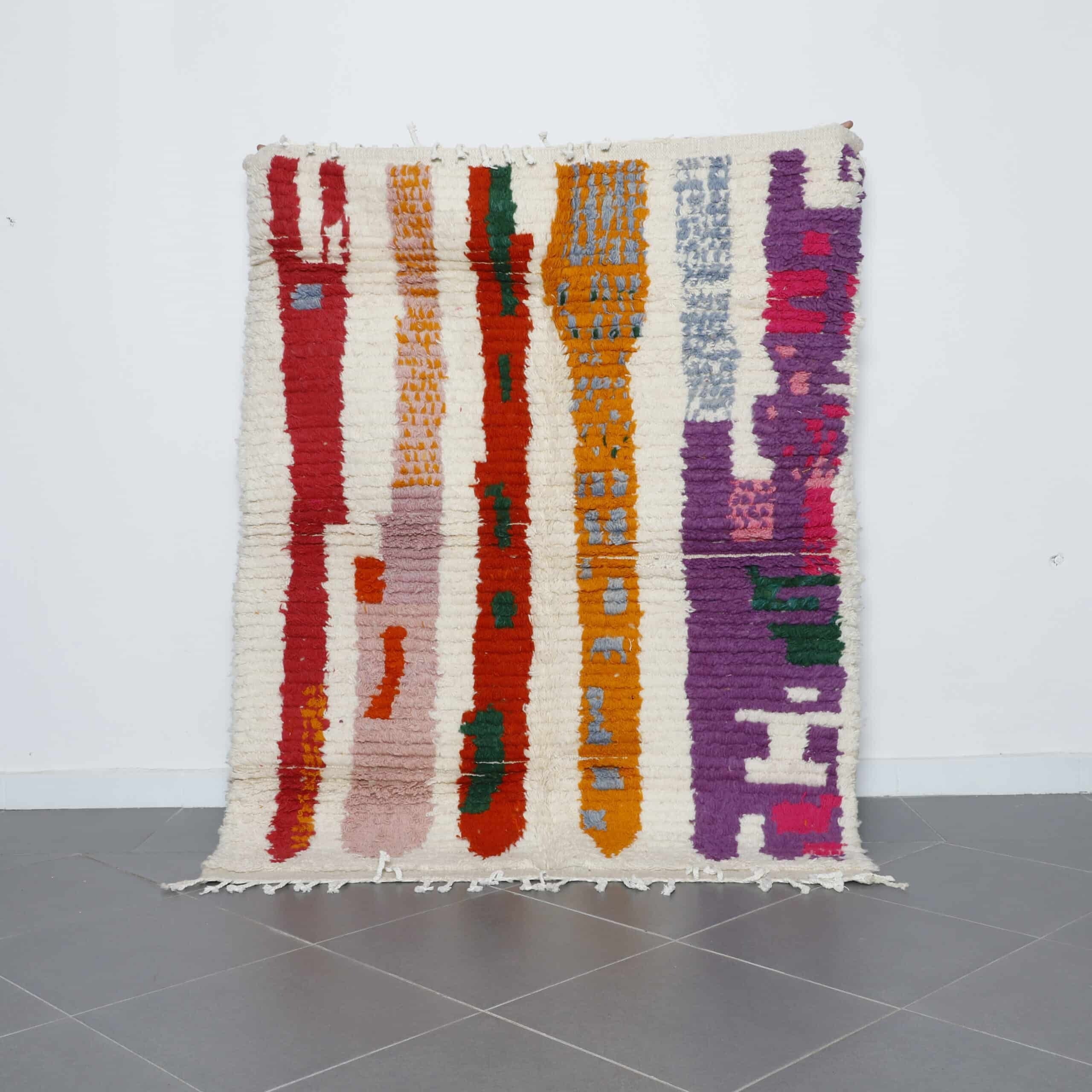 Large Handmade Colorful Moroccan Azilal Rug 200cm x 150cm – Wool Abstract Carpet