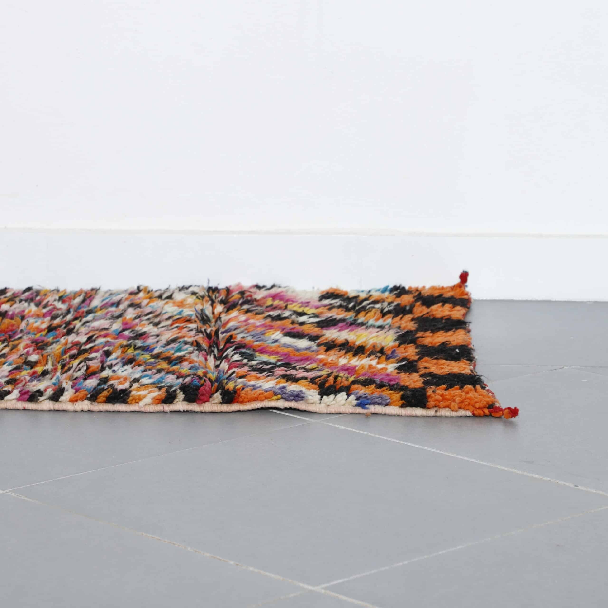 Handmade Colorful Moroccan Azilal Runner Rug 170cm x 48cm – Vibrant Wool Hallway Carpet