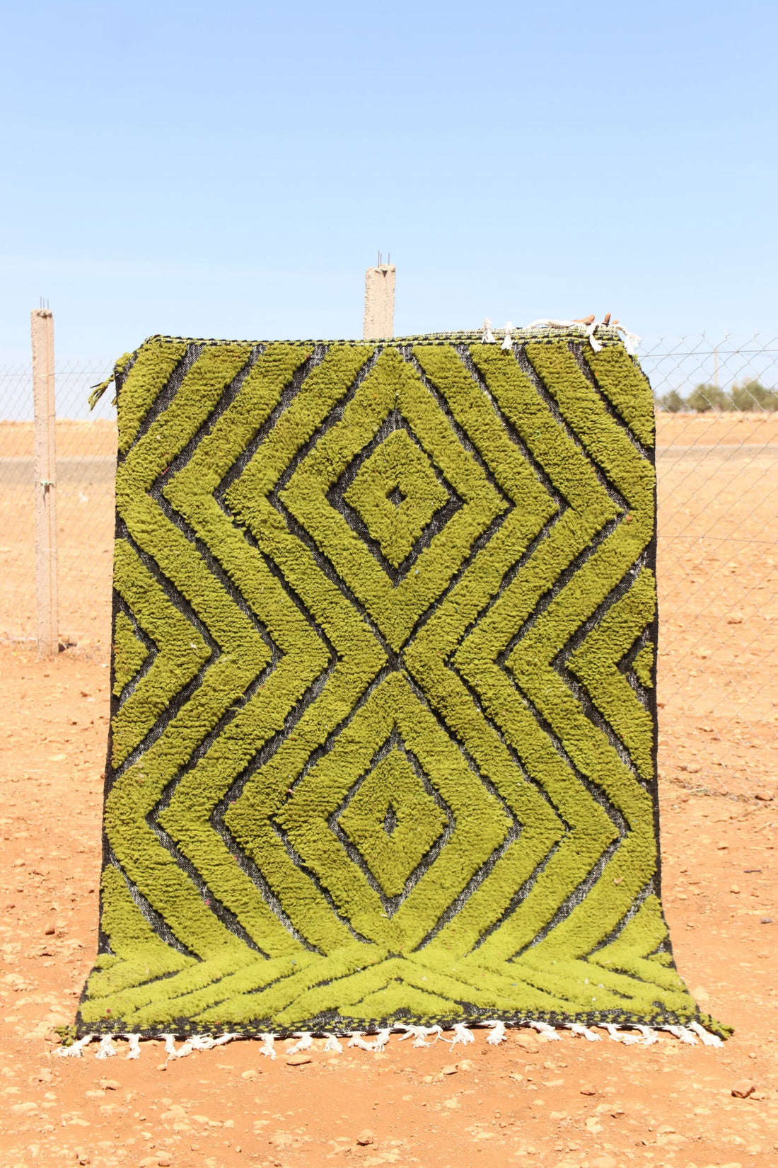 Handmade Moroccan Abstract Green Rug
