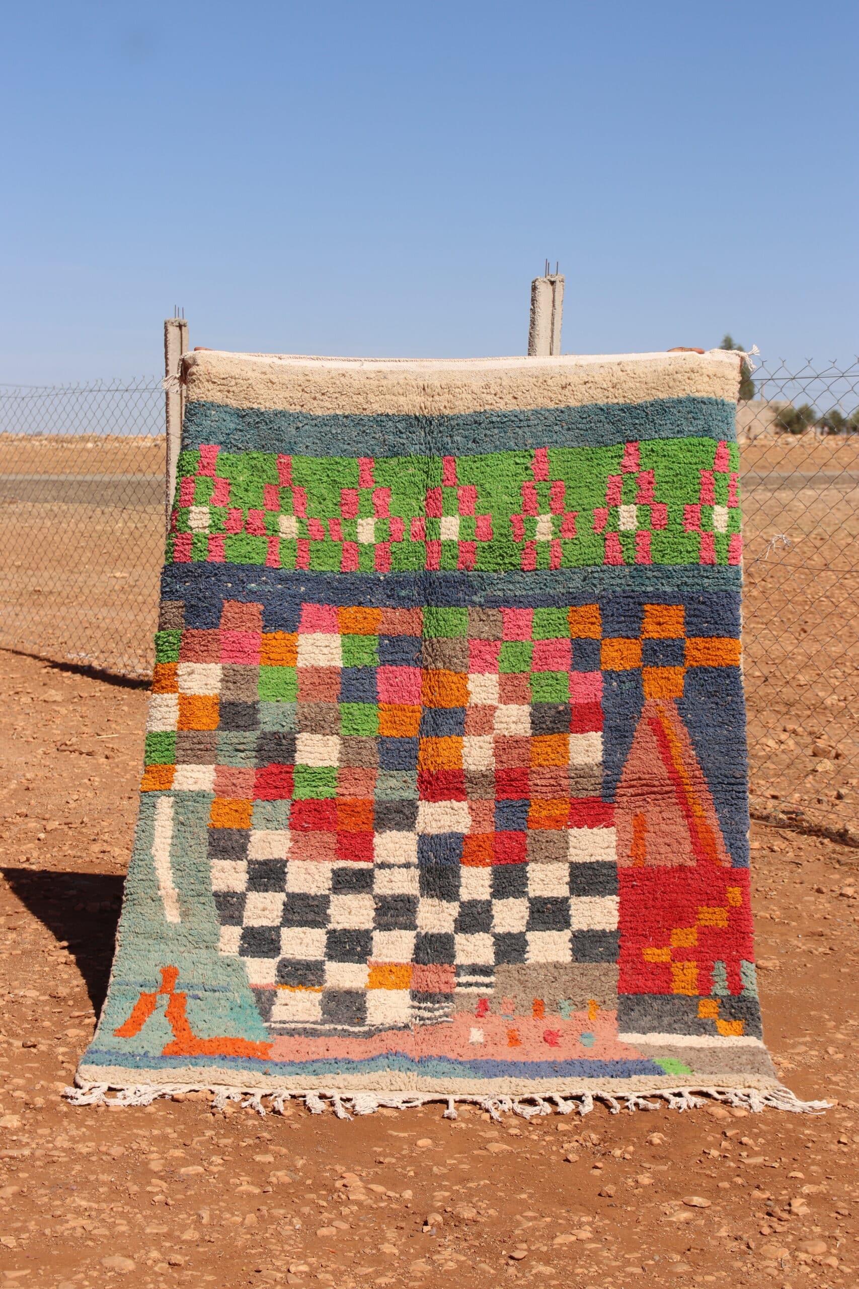 Handmade Moroccan Abstract Moroccan Colorful Rug
