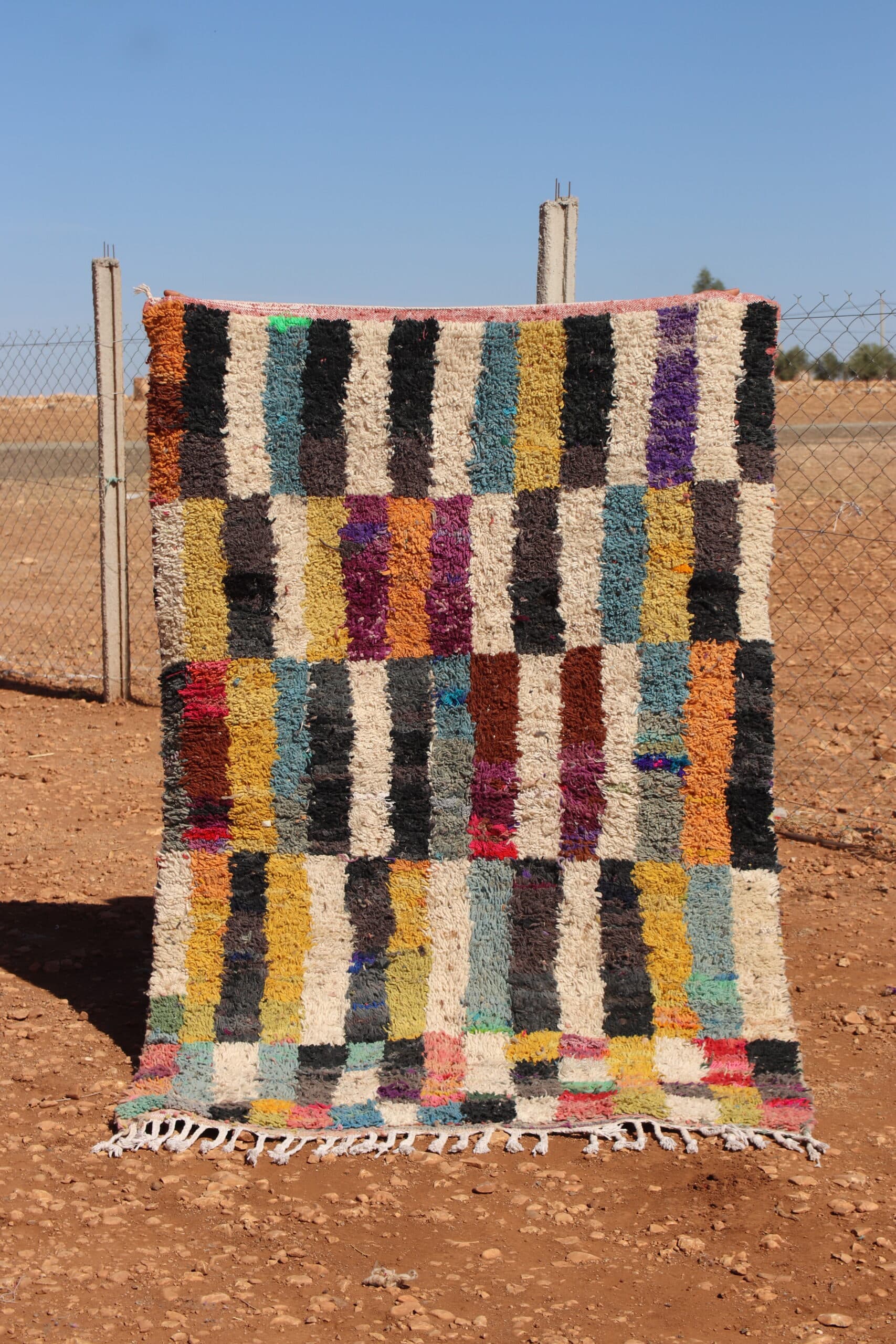  Handmade Moroccan Abstract  Multicolor Rug