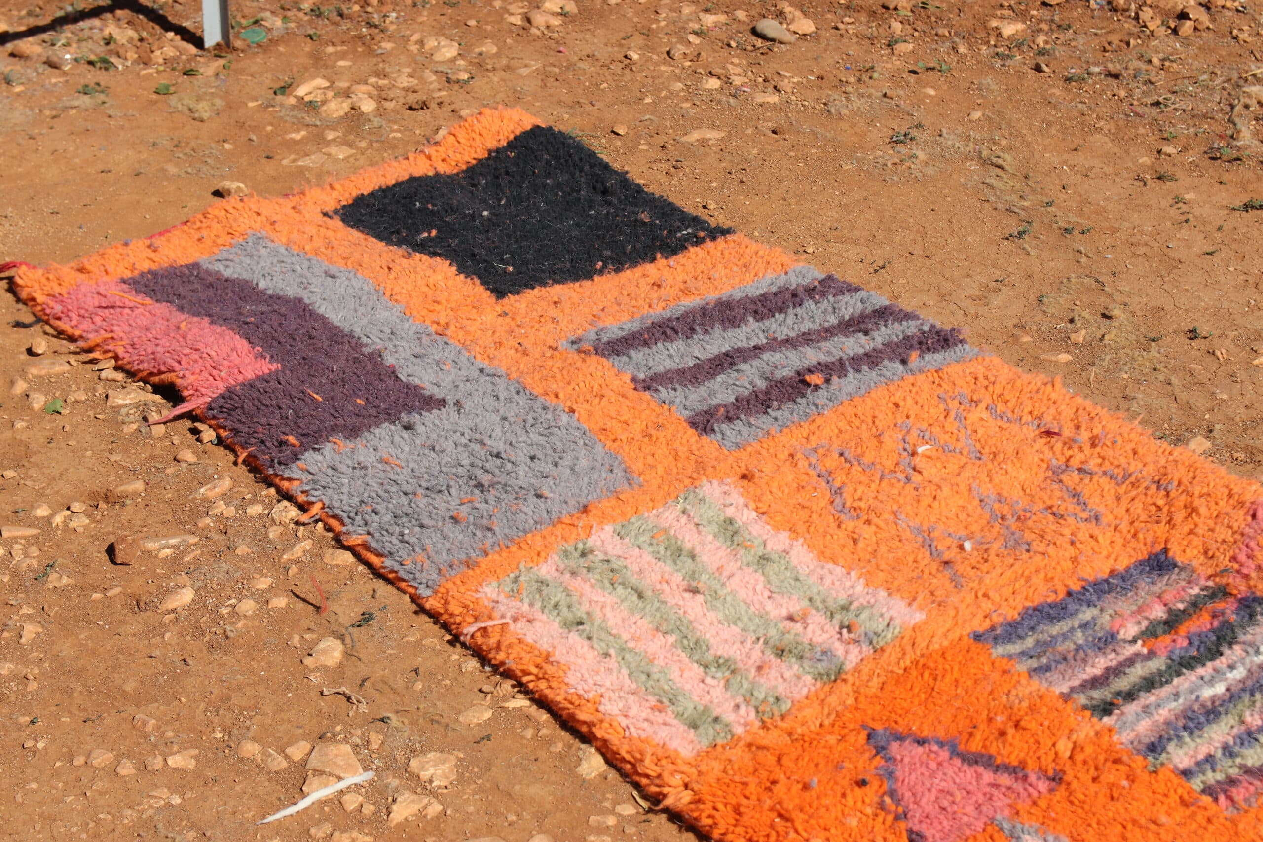 Handmade Moroccan Abstract Orange Rug